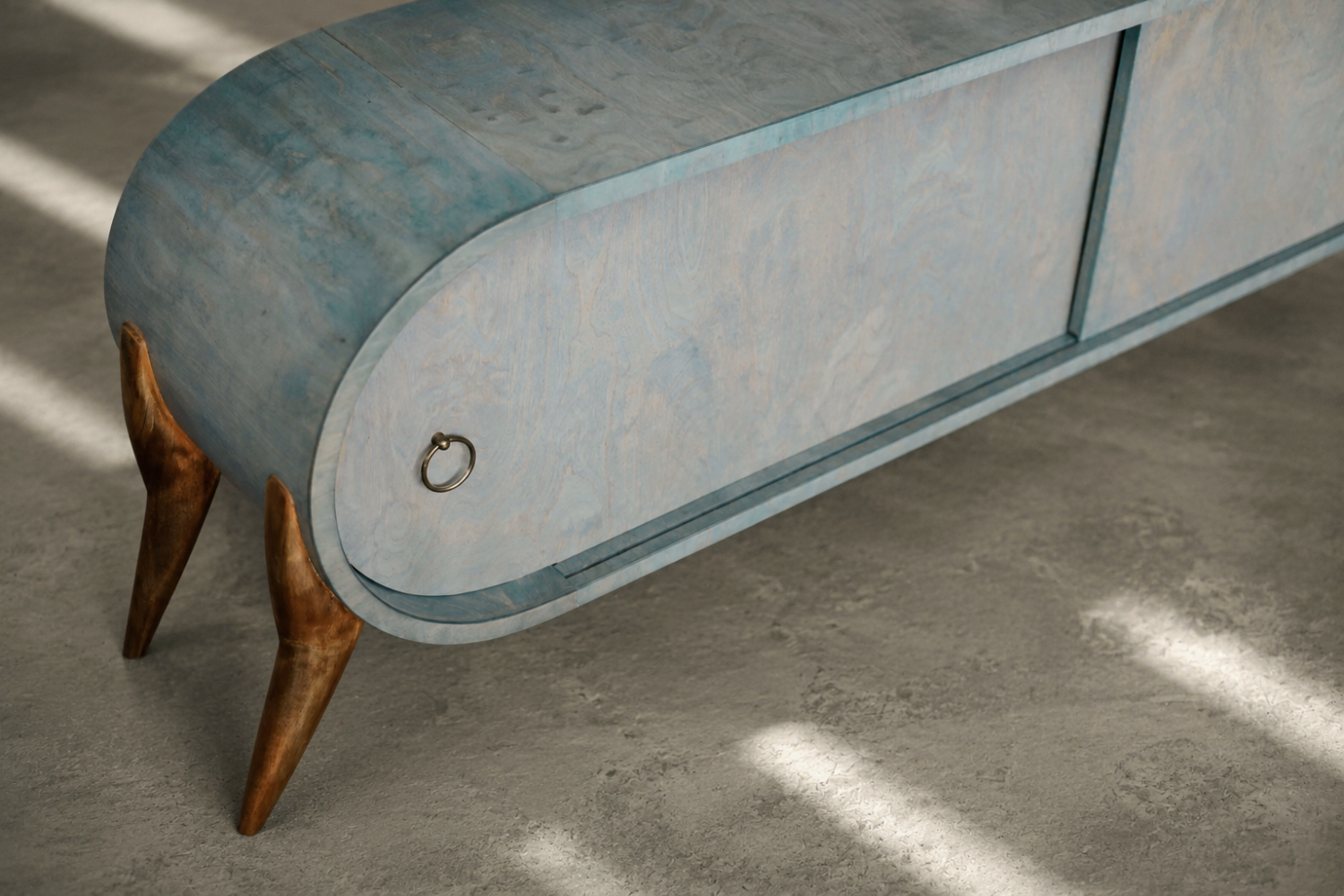 Rounded turquoise sideboard, Italy, 1960s