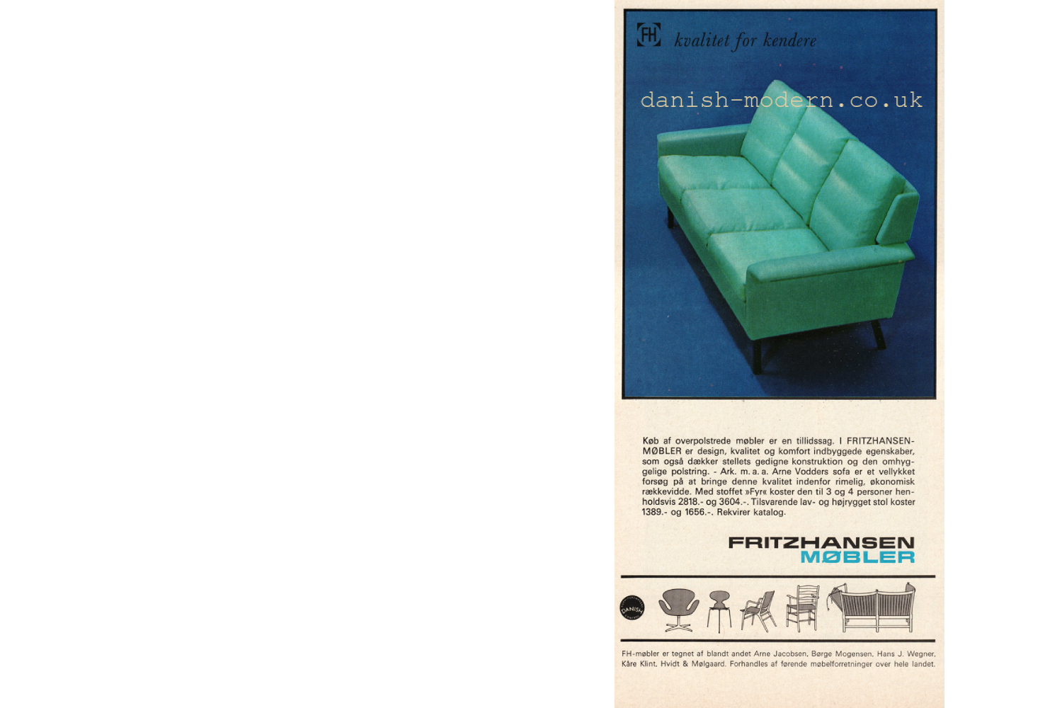 Dwuosobowa sofa skórzana model 3330, proj. Arne Vodder dla Fritz Hansen, Dania, lata 60