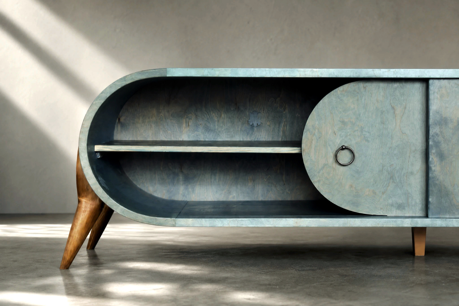 Rounded turquoise sideboard, Italy, 1960s