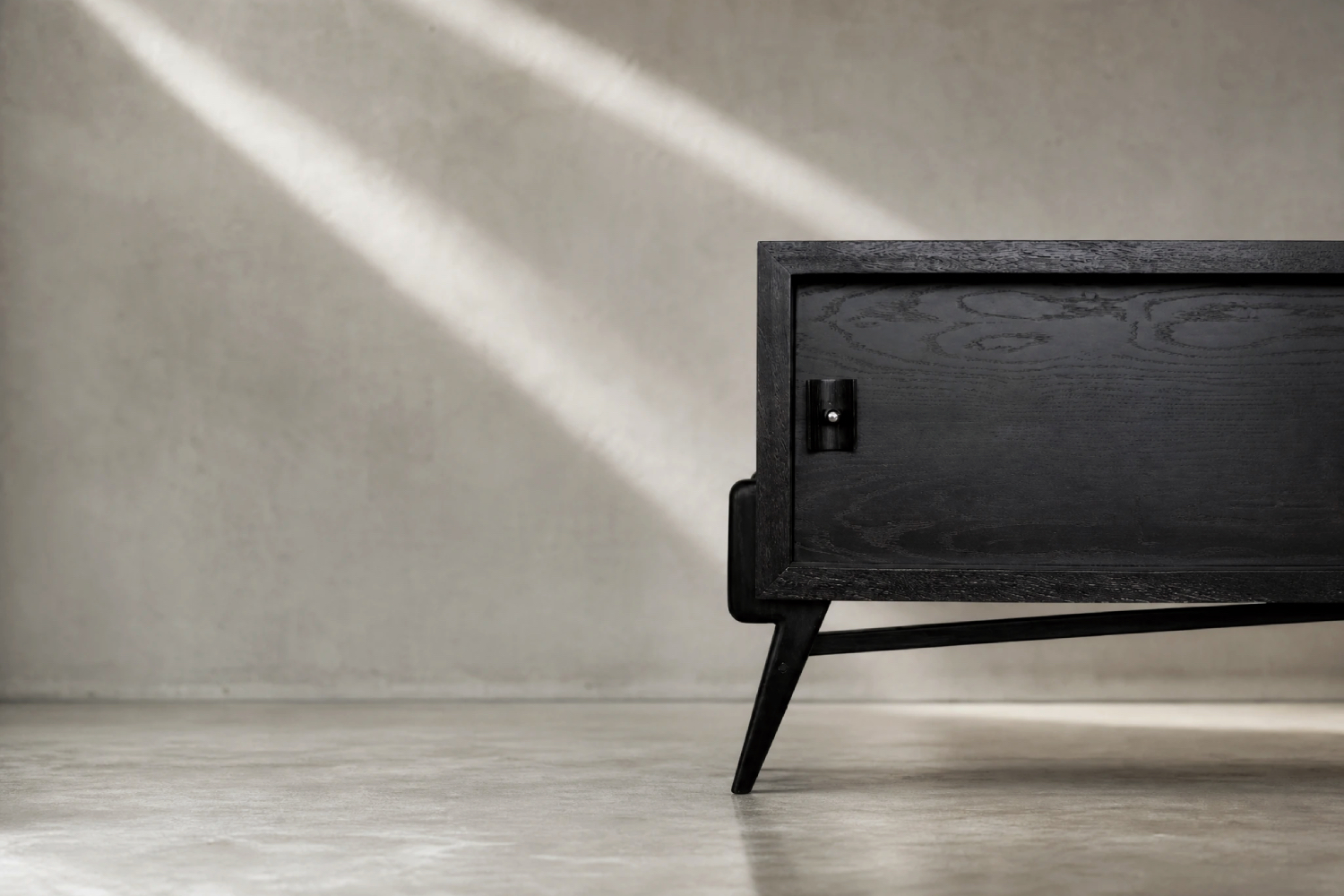 Modernistyczny sideboard dębowy w ciemnym kolorze, Skandynawia, lata 60