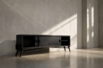 Modernistyczny sideboard dębowy w ciemnym kolorze, Skandynawia, lata 60