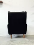 Leather wingback armchair, Denmark, 1970s