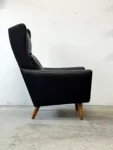 Leather wingback armchair, Denmark, 1970s
