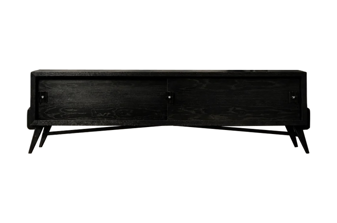 Modernistyczny sideboard dębowy w ciemnym kolorze, Skandynawia, lata 60