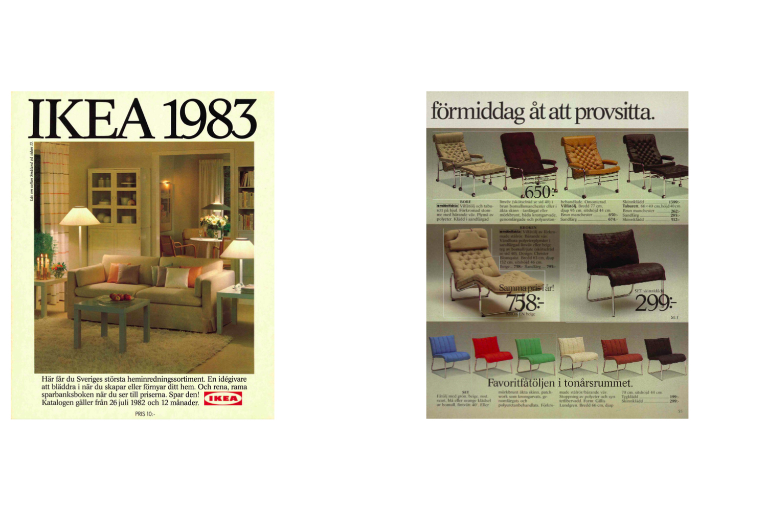Para foteli ze skóry SET, IKEA, Szwecja, lata 80