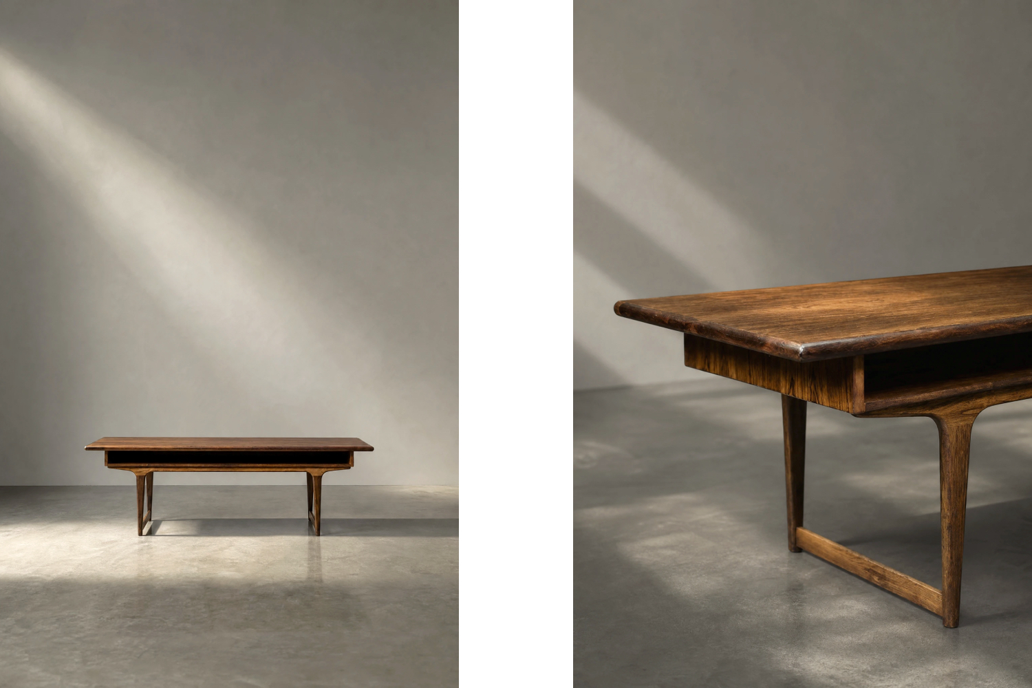 Rosewood coffee table with shelf, Denmark, 1960s