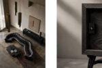 Modernistyczny sideboard dębowy w ciemnym kolorze, Skandynawia, lata 60