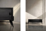 Modernistyczny sideboard dębowy w ciemnym kolorze, Skandynawia, lata 60