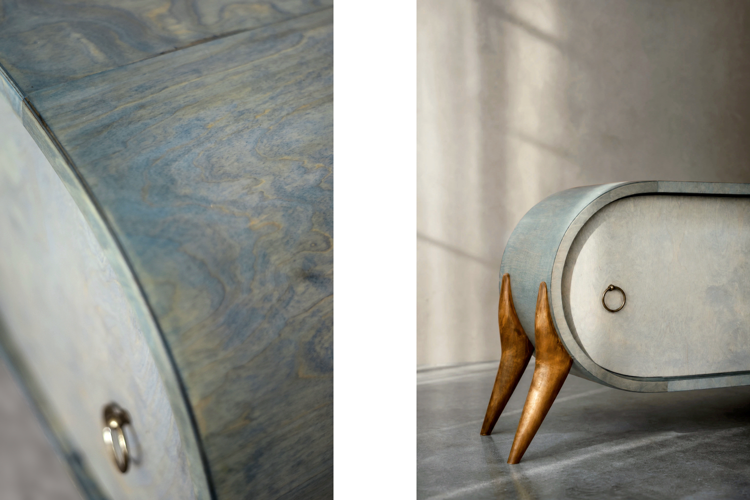 Rounded turquoise sideboard, Italy, 1960s