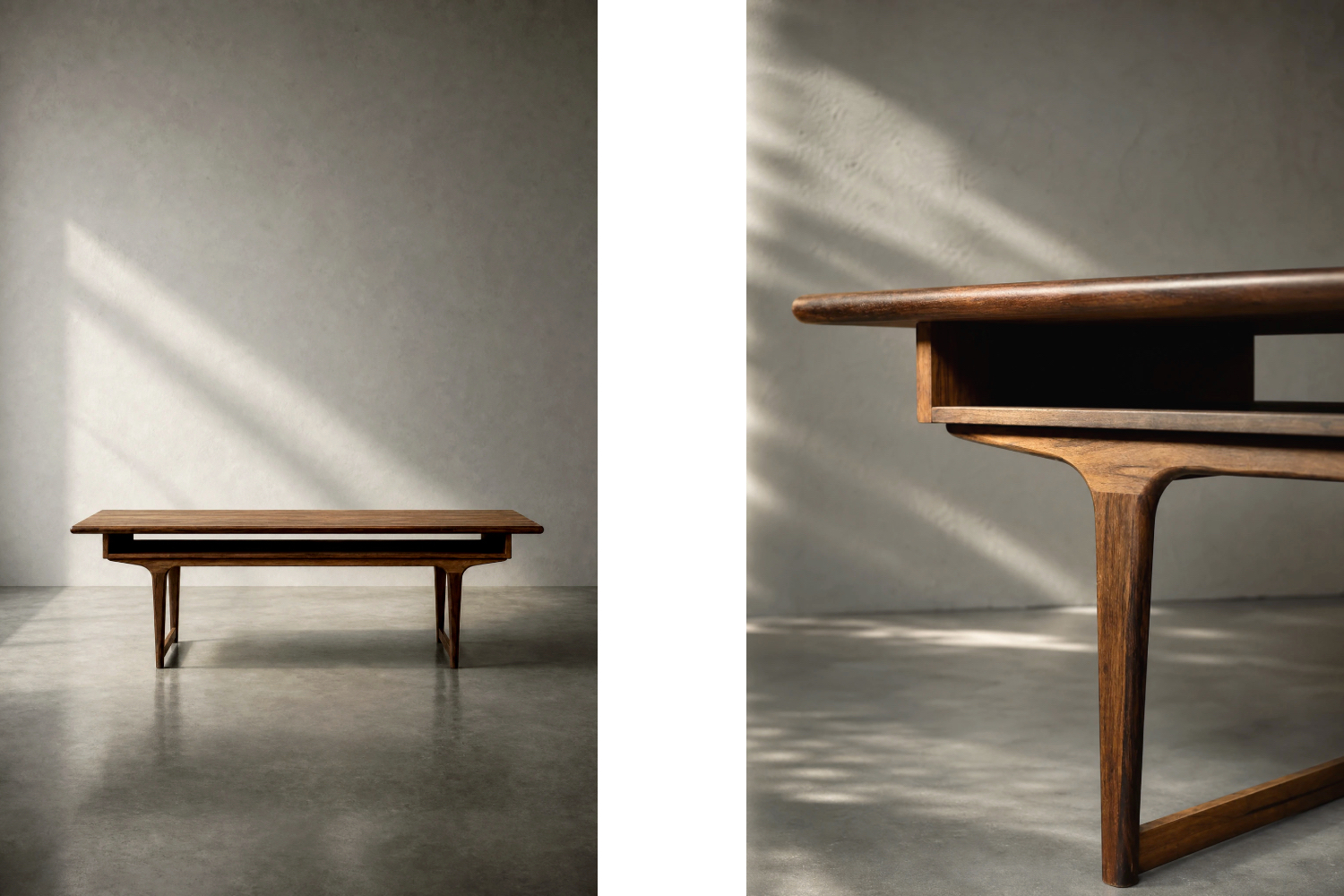 Rosewood coffee table with shelf, Denmark, 1960s