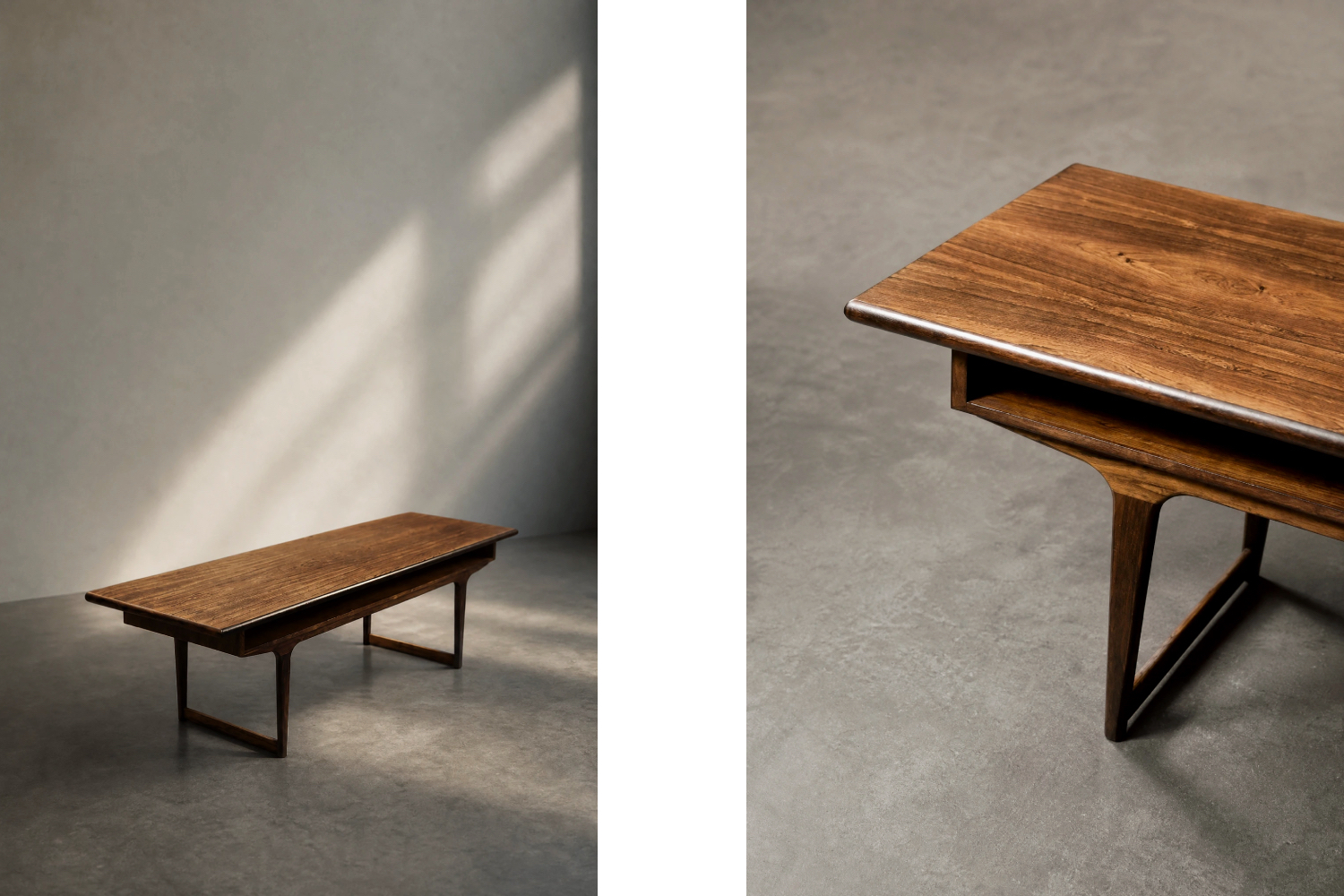 Rosewood coffee table with shelf, Denmark, 1960s