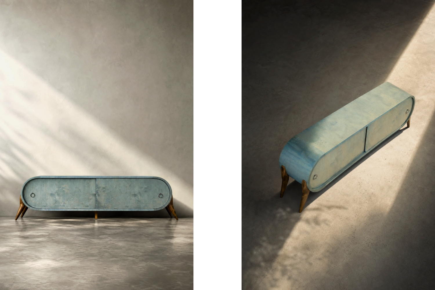 Rounded turquoise sideboard, Italy, 1960s