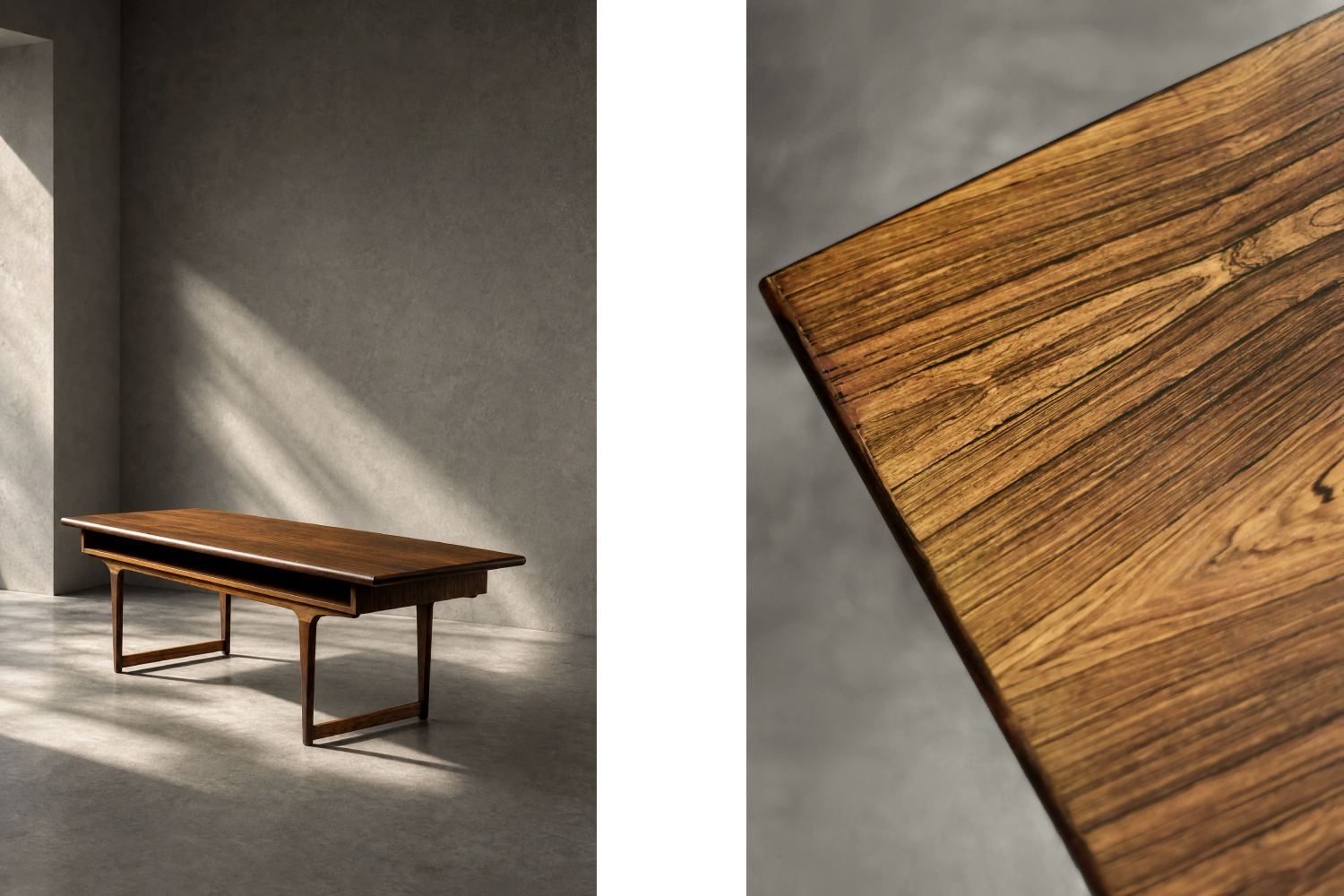 Rosewood coffee table with shelf, Denmark, 1960s