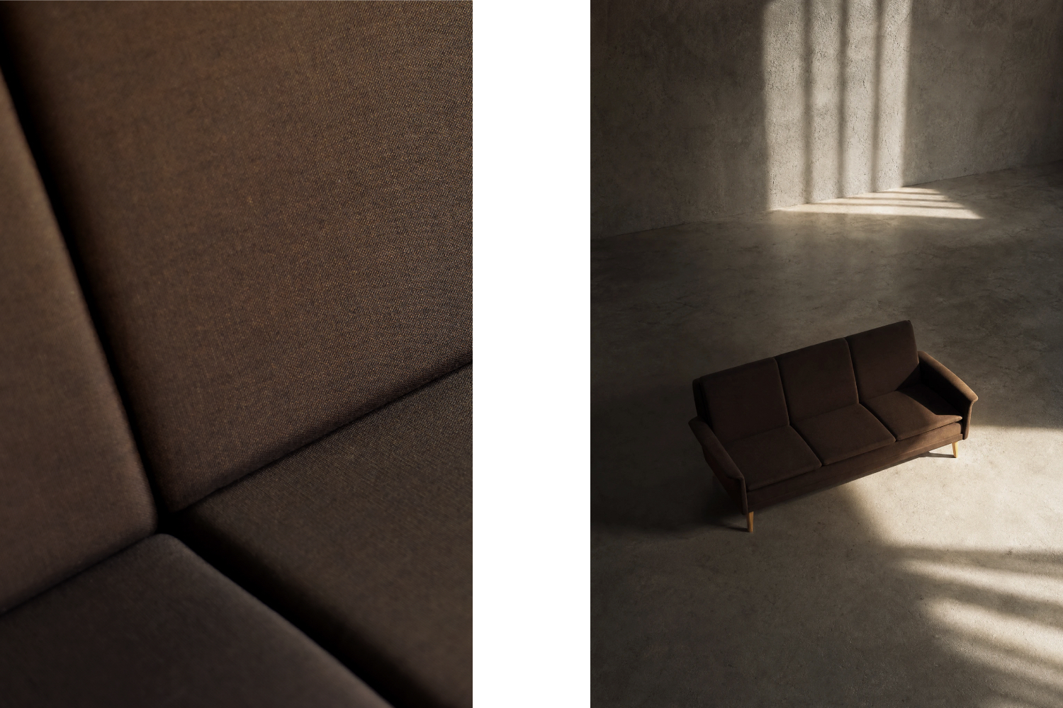Three-seater brown sofa, designed by Folke Ohlsson, Fritz Hansen, Denmark, 1960s