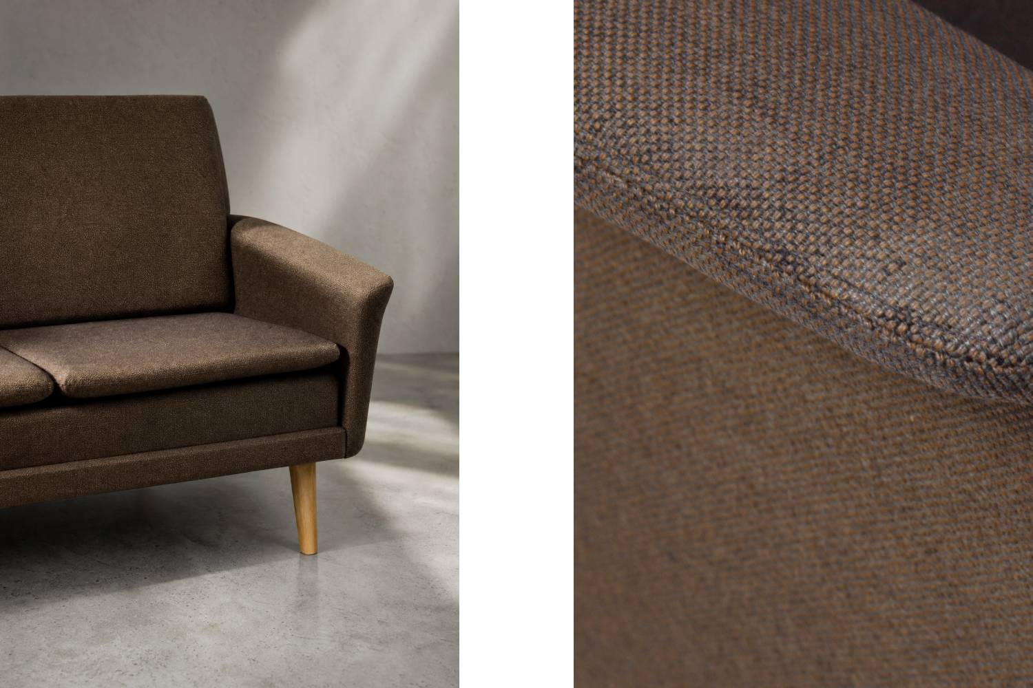 Three-seater brown sofa, designed by Folke Ohlsson, Fritz Hansen, Denmark, 1960s