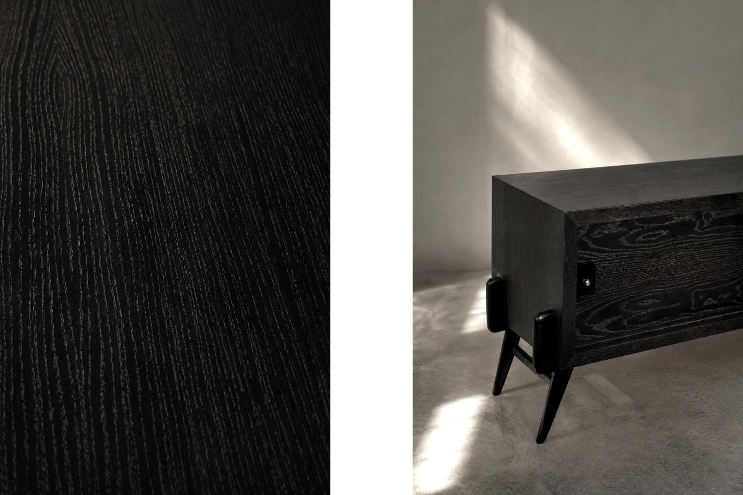 Modernistyczny sideboard dębowy w ciemnym kolorze, Skandynawia, lata 60