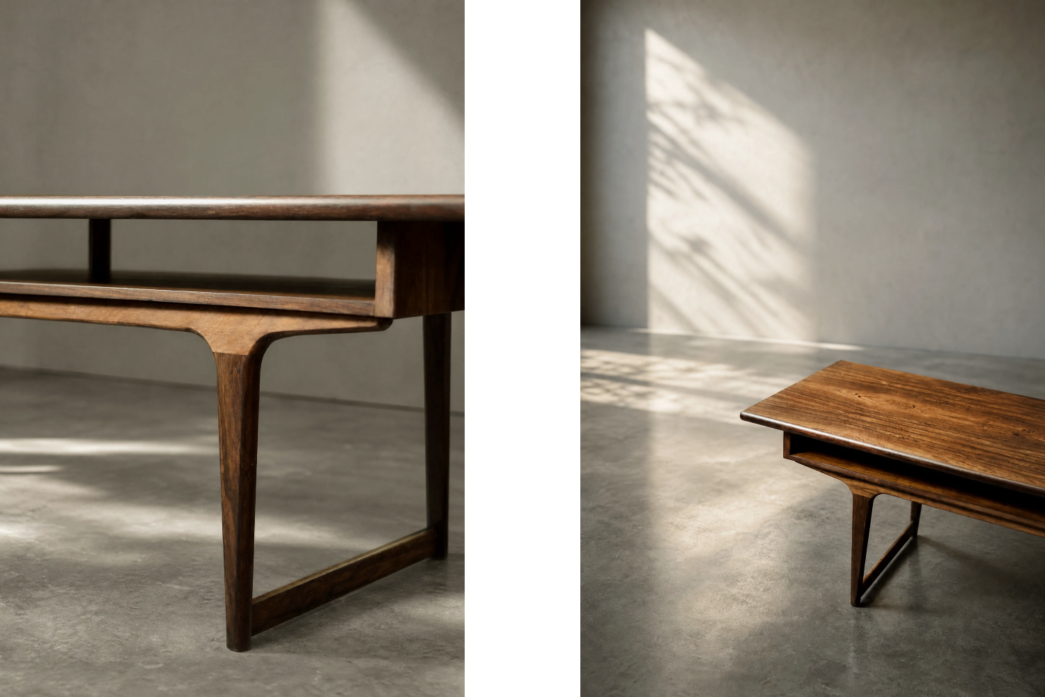 Rosewood coffee table with shelf, Denmark, 1960s