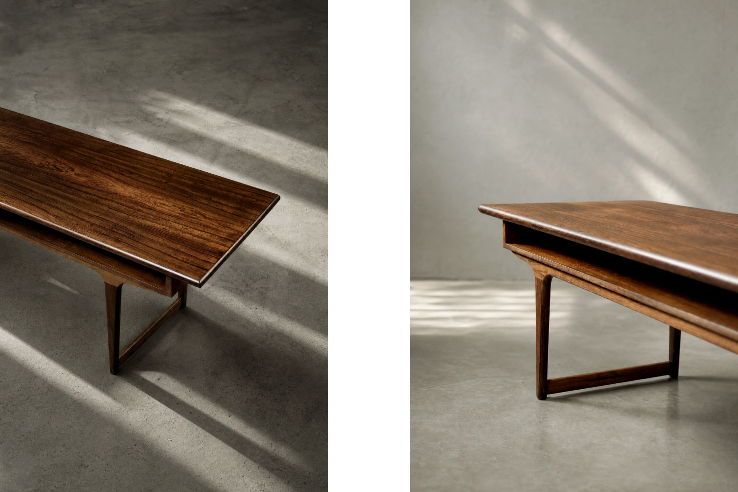 Rosewood coffee table with shelf, Denmark, 1960s