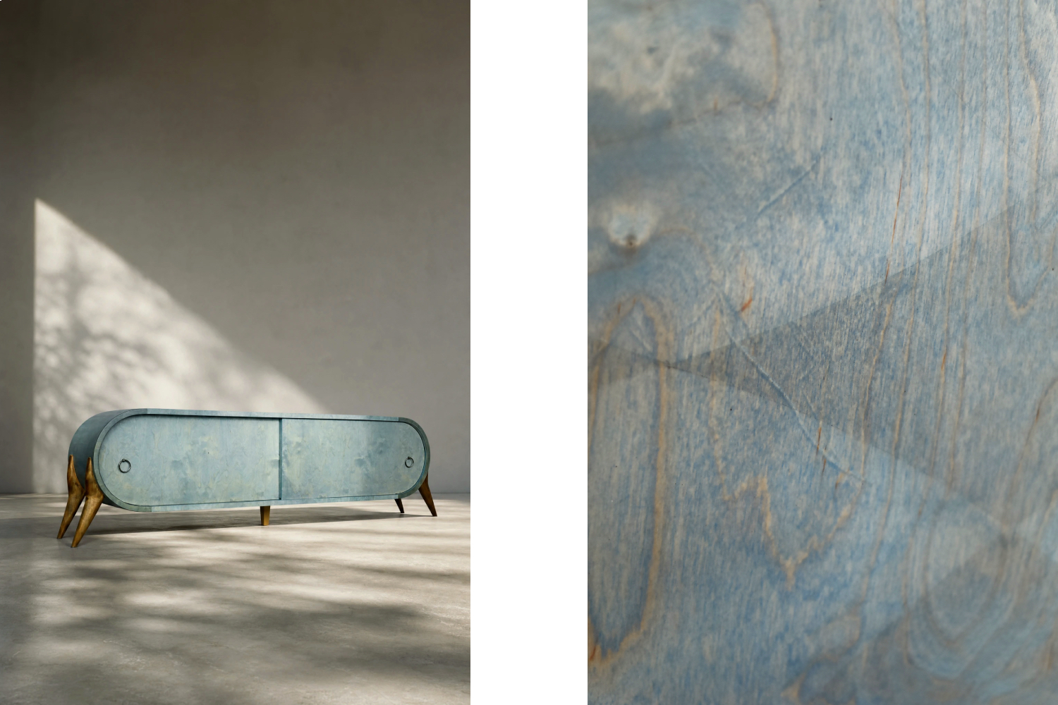 Rounded turquoise sideboard, Italy, 1960s