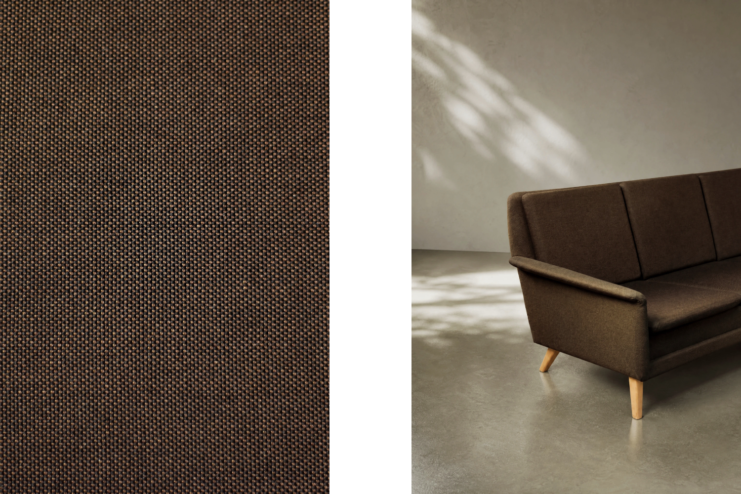 Three-seater brown sofa, designed by Folke Ohlsson, Fritz Hansen, Denmark, 1960s