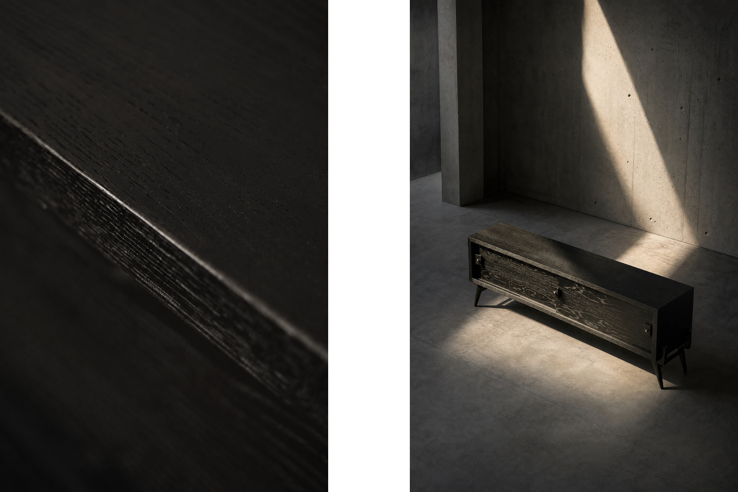 Modernistyczny sideboard dębowy w ciemnym kolorze, Skandynawia, lata 60