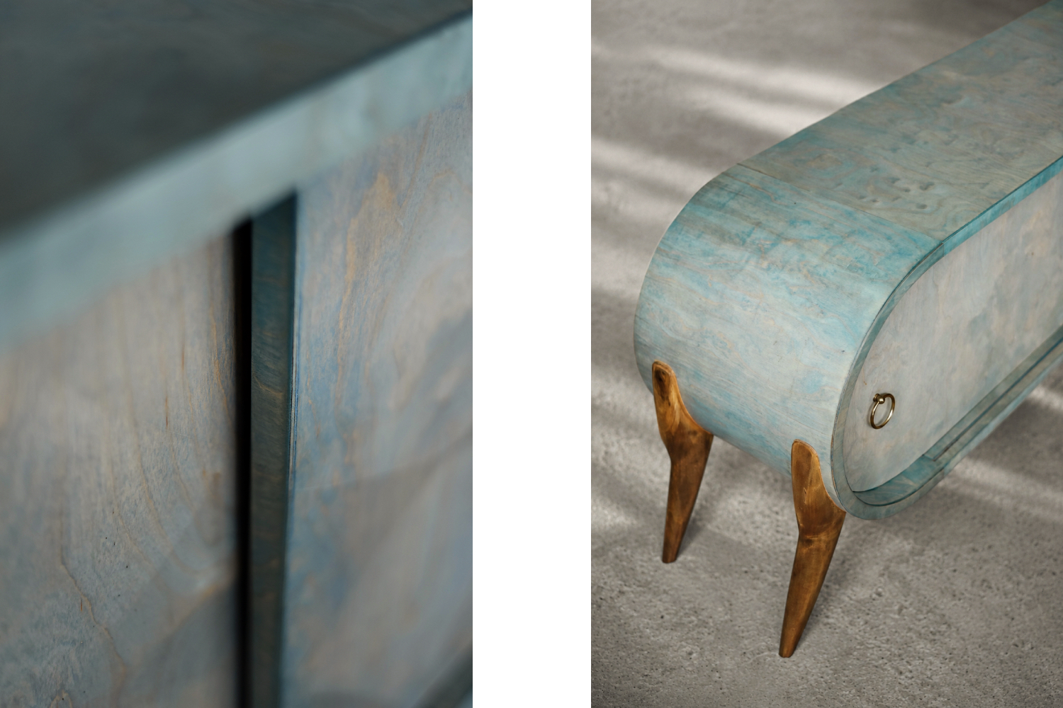 Rounded turquoise sideboard, Italy, 1960s