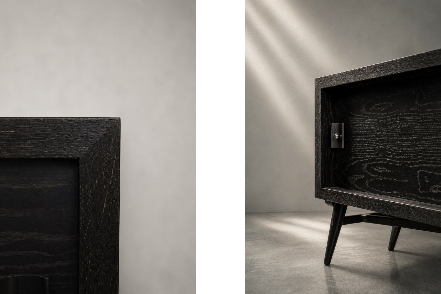 Modernistyczny sideboard dębowy w ciemnym kolorze, Skandynawia, lata 60