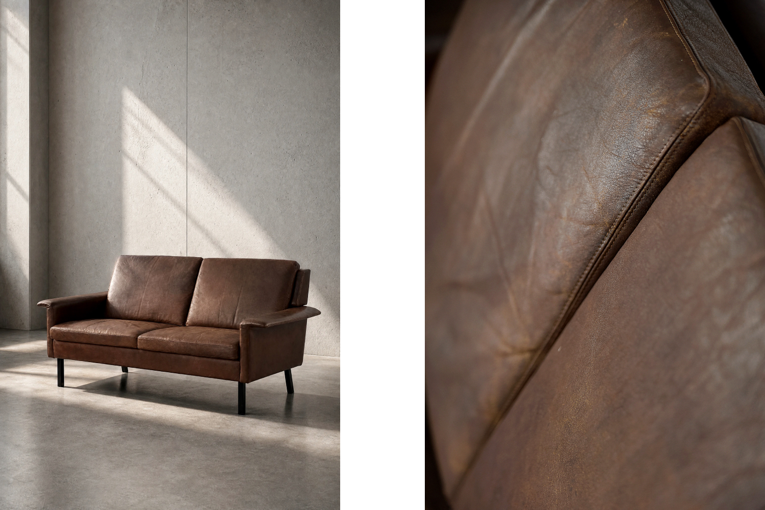 Dwuosobowa sofa skórzana model 3330, proj. Arne Vodder dla Fritz Hansen, Dania, lata 60