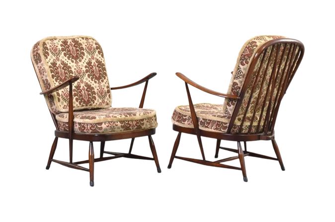 Para foteli vintage proj. Lucian Ercolani, prod. Ercol, Wielka Brytania, lata 60