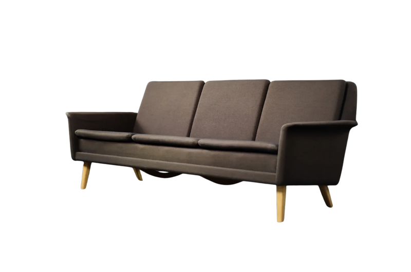 Three-seater brown sofa, designed by Folke Ohlsson, Fritz Hansen, Denmark, 1960s