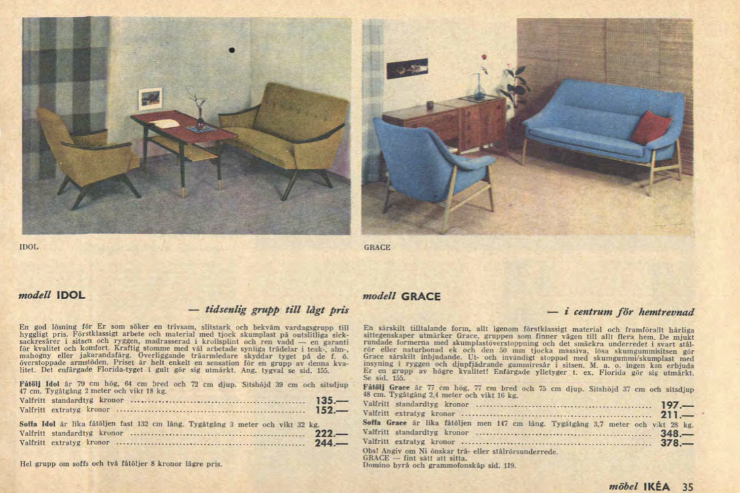 Sofa 2-osobowa model Grace, IKEA, Szwecja, 1961