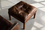 Leather lounge chair with footstool, model 2207, designed by Børge Mogensen, Fredericia, Denmark, 1960s