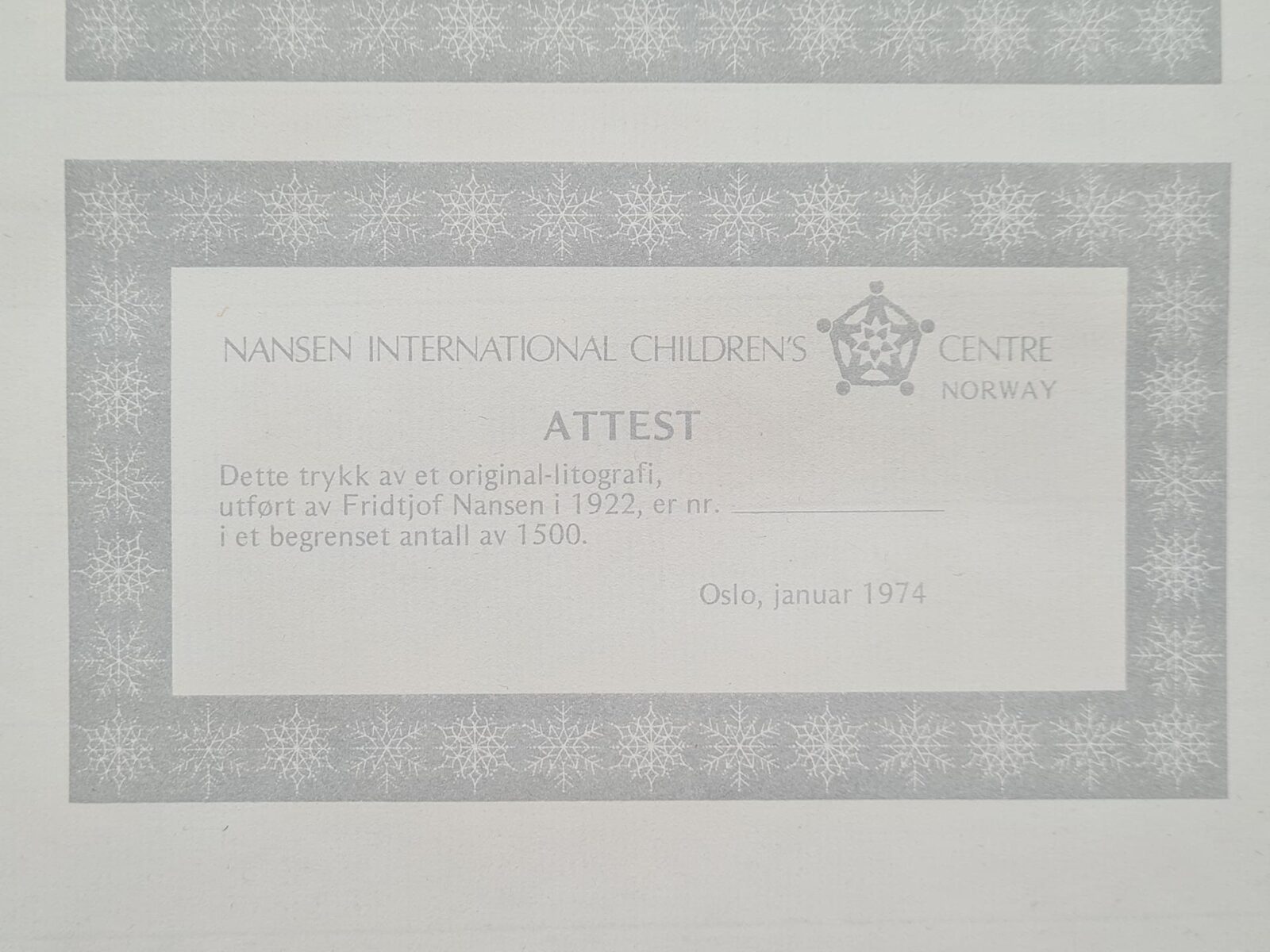 Polar bear, lithograph, Fridtjof Nansen, Norway, 1974