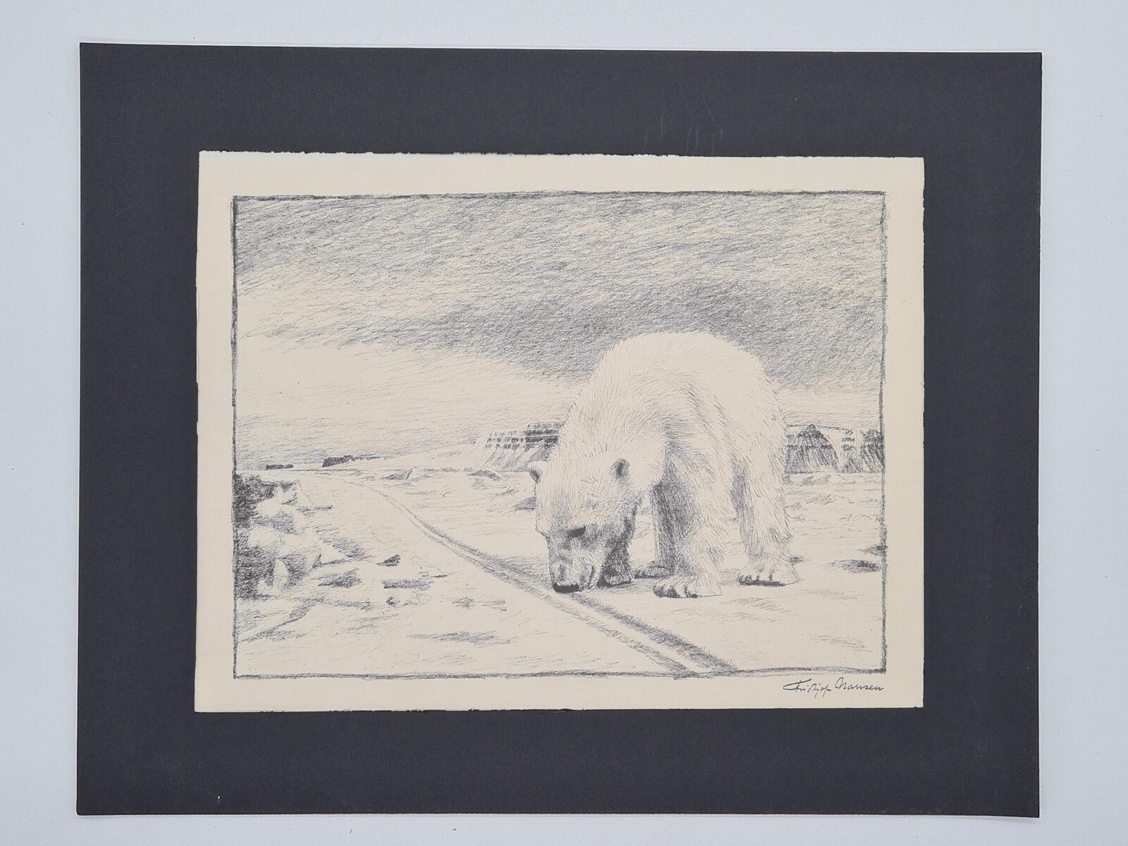 Polar bear, lithograph, Fridtjof Nansen, Norway, 1974