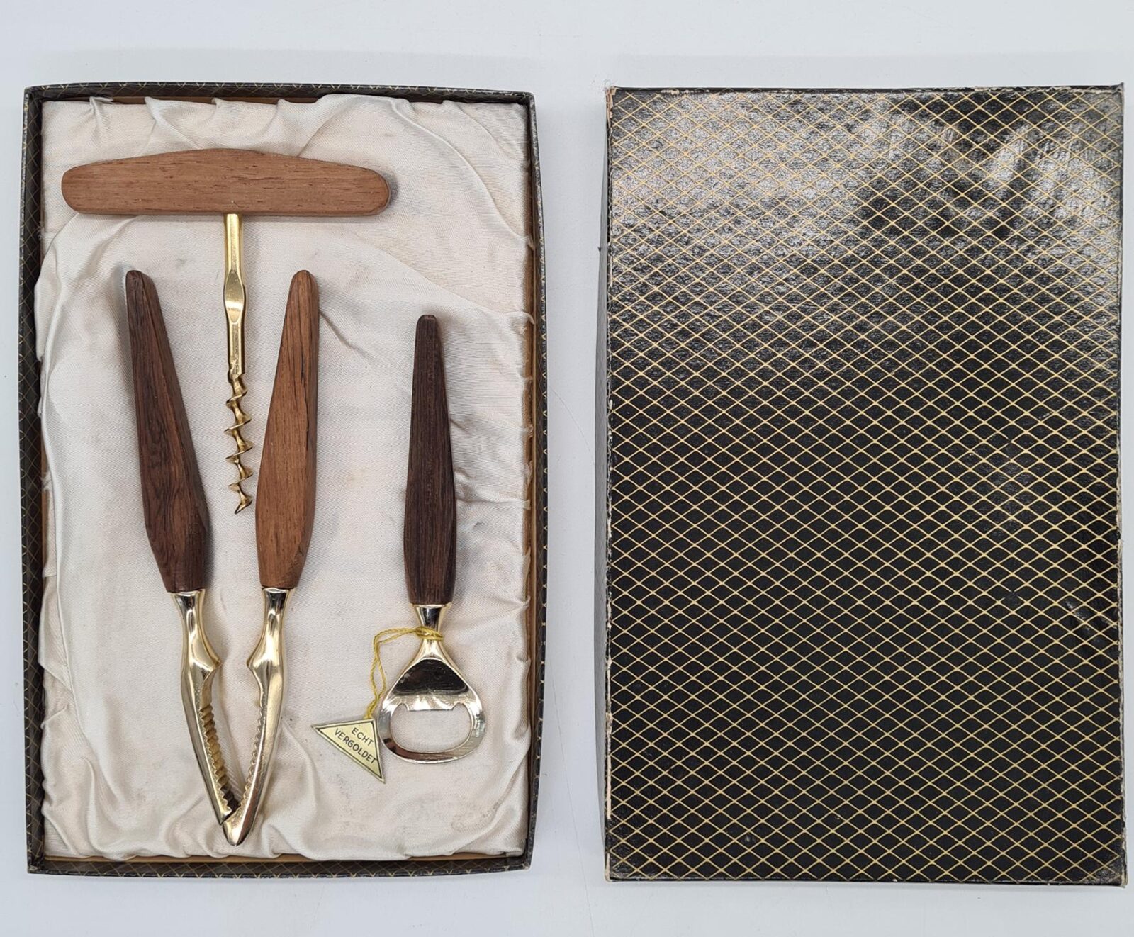 Bar Set with Wooden Handles, Echt Vergoldet, Germany, 1960s