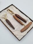 Bar Set with Wooden Handles, Echt Vergoldet, Germany, 1960s