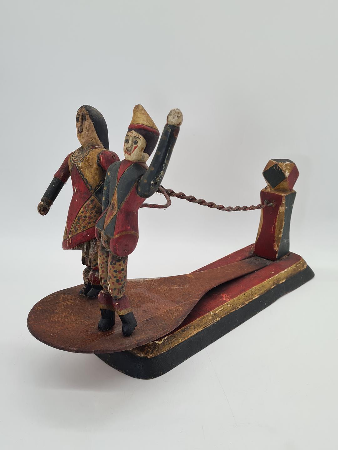 Folk toy with a dancing couple, polychrome, Europe, 1900