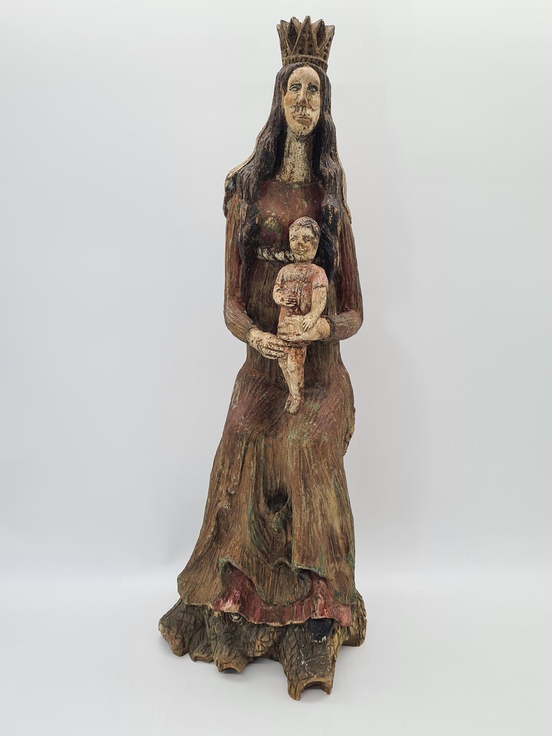 Folk sculpture depicting the Virgin Mary with the Christ Child, Poland, 20th century