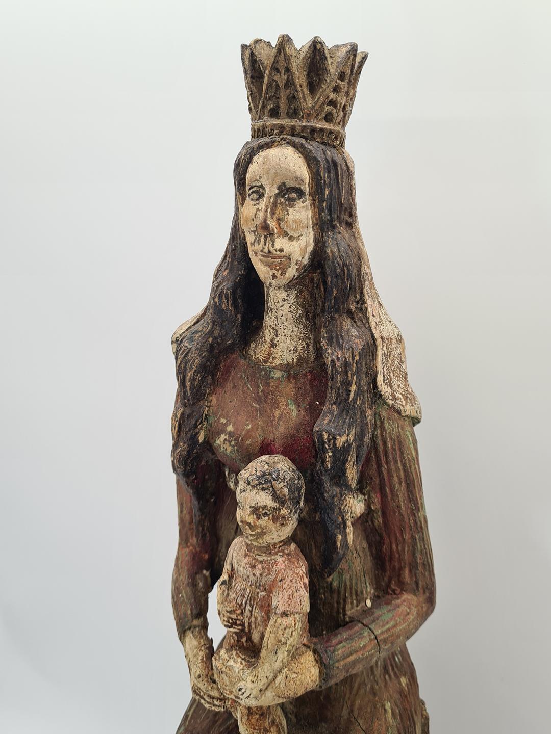 Folk sculpture depicting the Virgin Mary with the Christ Child, Poland, 20th century