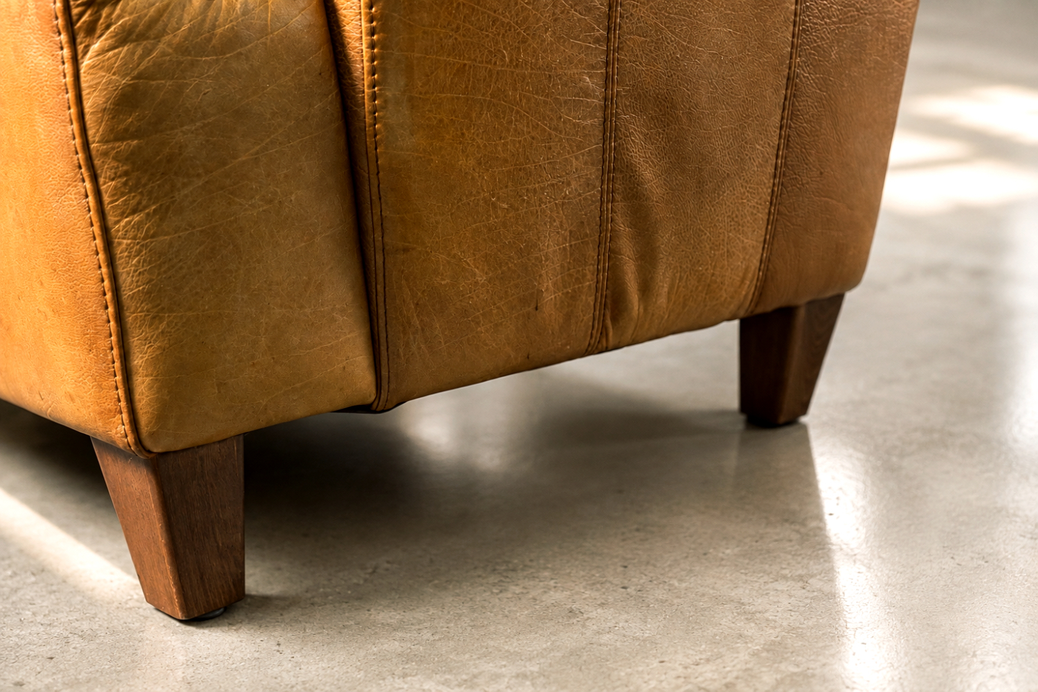 Vintage leather three-seater sofa, 1960s