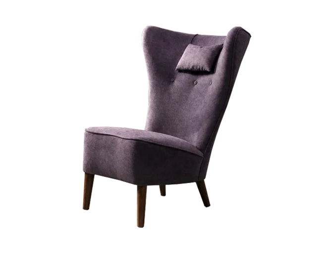 Purple vintage high-back armchair, Denmark, 1950s