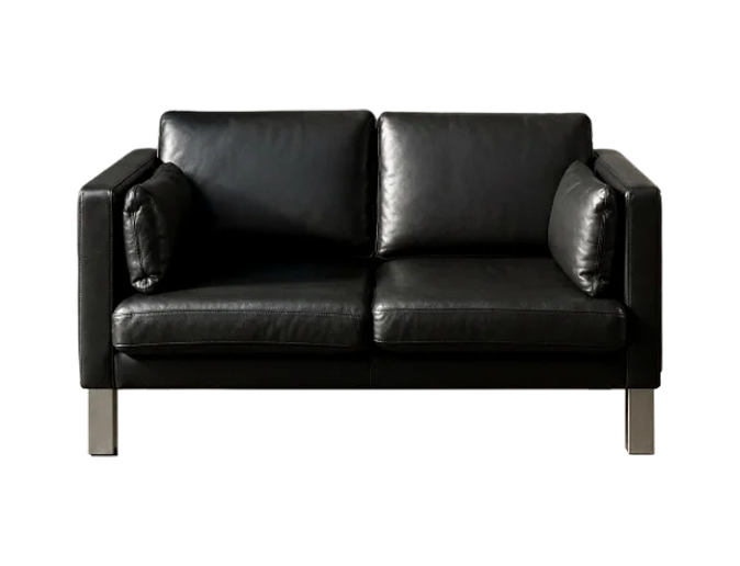 Classic two-seater leather sofa, Denmark, 1970s