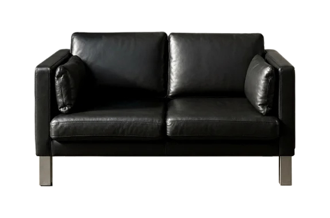 Klasyczna dwuosobowa sofa skórzana, Dania, lata 70