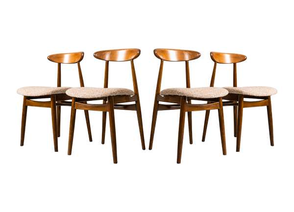 Komplet 4 krzeseł PRL, Zamojskie Fabryki Mebli, Polska, lata 60