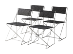 Set of 4 X-line chairs, designed by Niels Jørgen Haugesen for Hybodan A/S, Denmark, 1970s