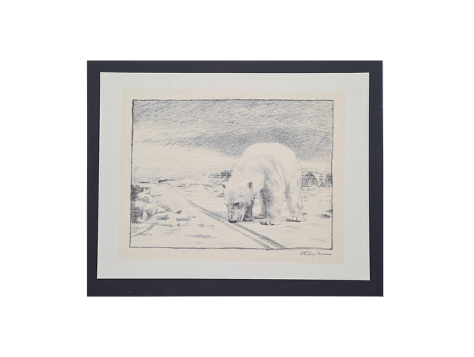 Polar bear, lithograph, Fridtjof Nansen, Norway, 1974