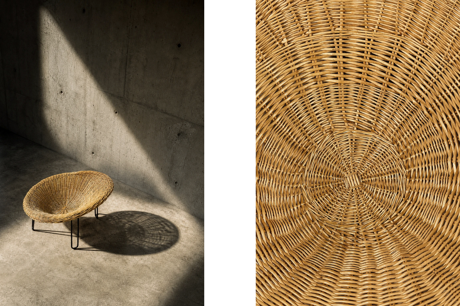 Sferyczny fotel rattanowy Bowl Chair w stylu Boho, Włochy, lata 50
