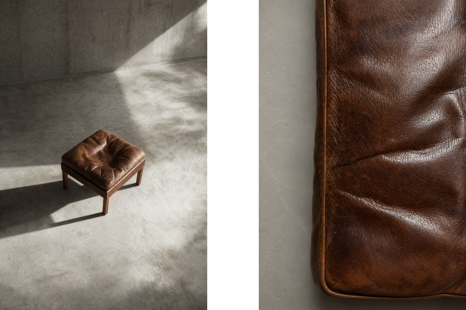 Leather lounge chair with footstool, model 2207, designed by Børge Mogensen, Fredericia, Denmark, 1960s