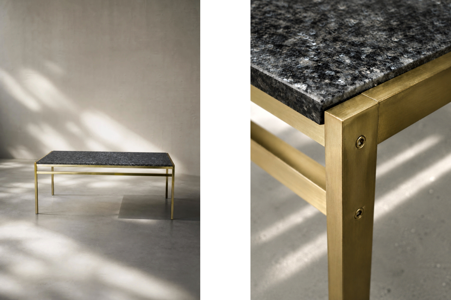 Brass coffee table with a stone top, Italy, 1970s