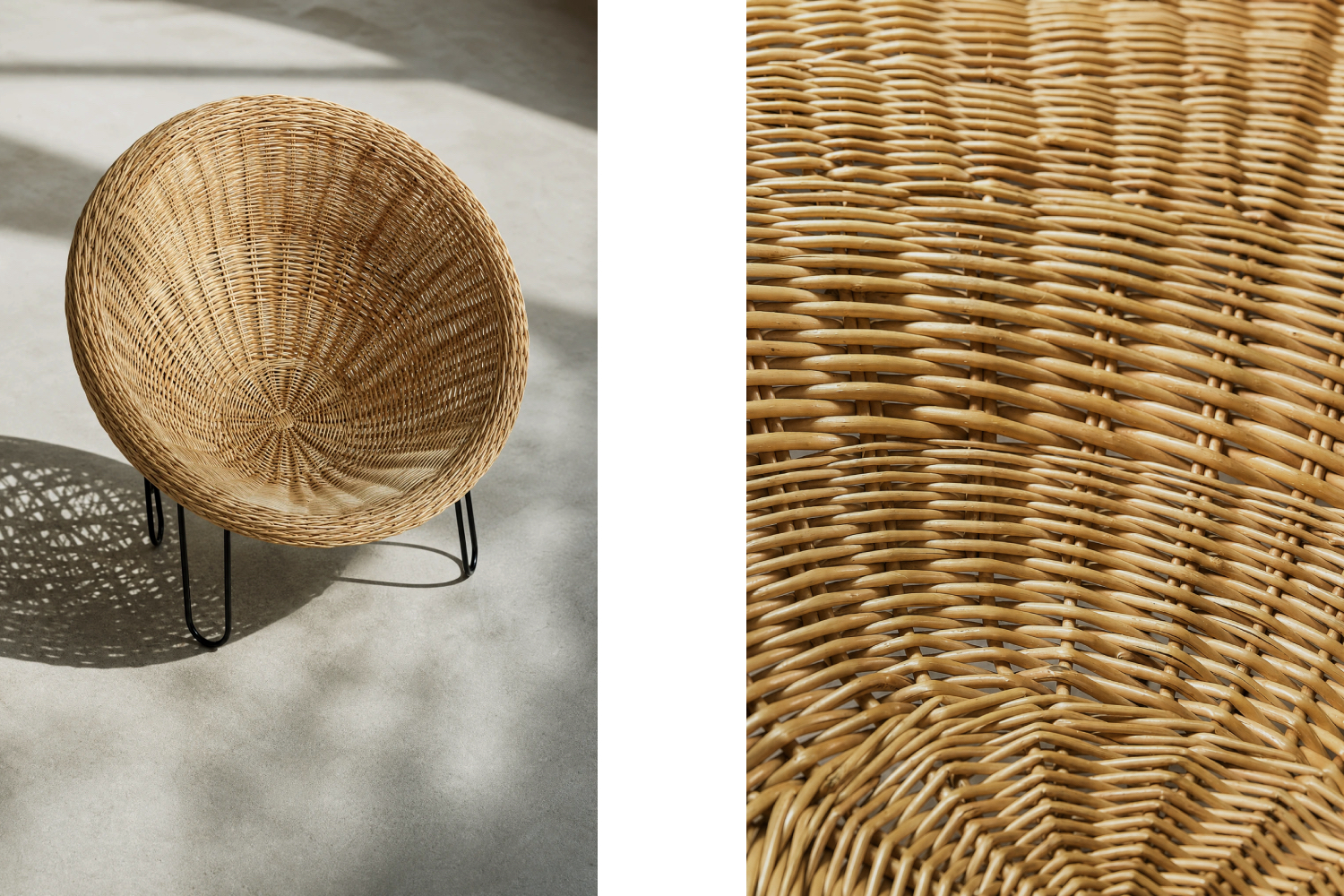 Sferyczny fotel rattanowy Bowl Chair w stylu Boho, Włochy, lata 50